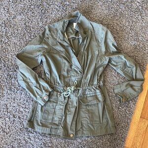 IRIS Army Green Utility Zip Up Jacket Size Small